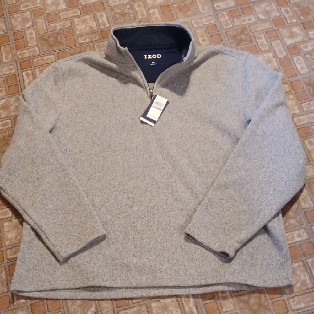 IZOD Men's Heather Gray Zip-Up Sweater Size 2xlarge